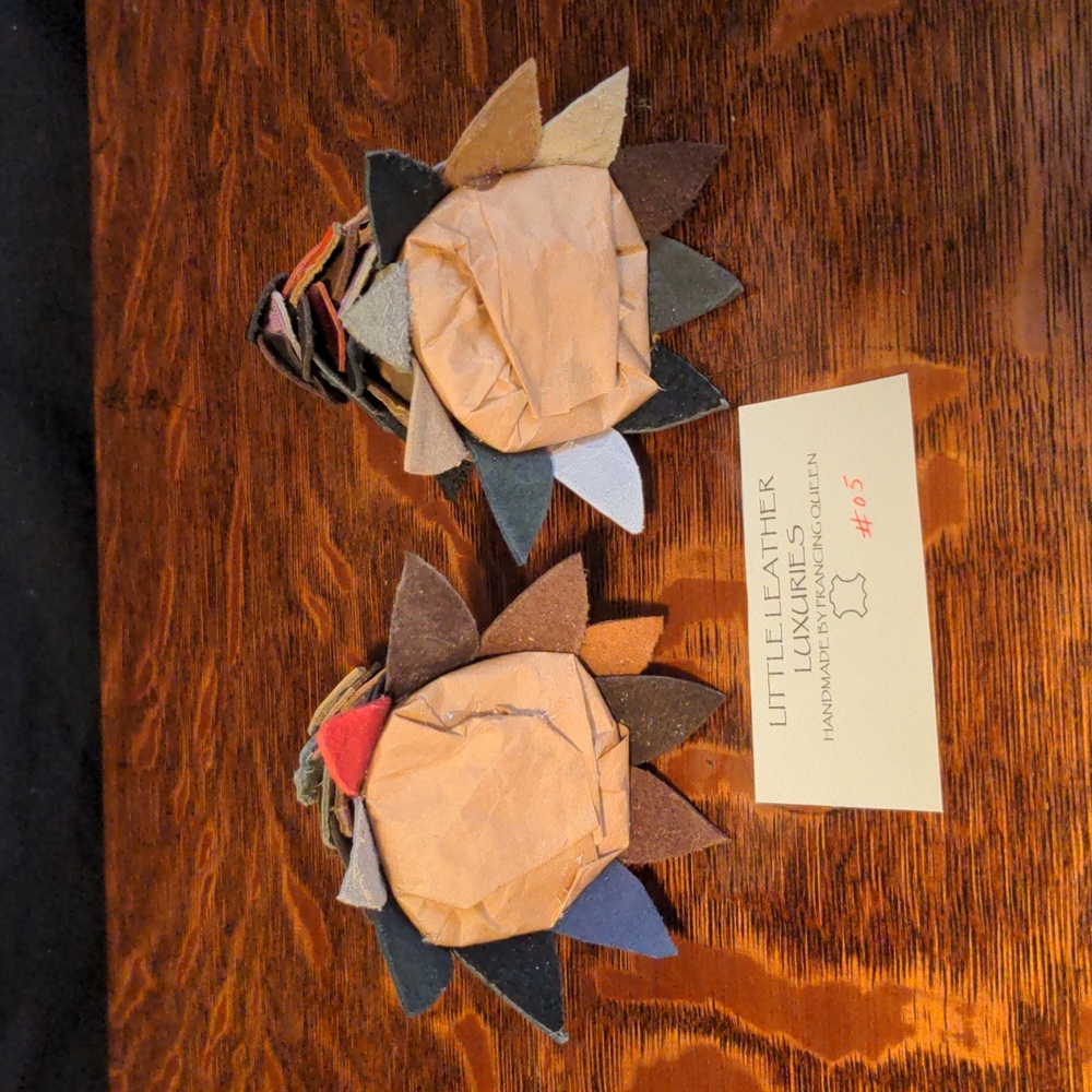 #05 Handmade Genuine Leather Set of 2 Mini Pine Tree Multi Color #05 - Picture 8 of 8
